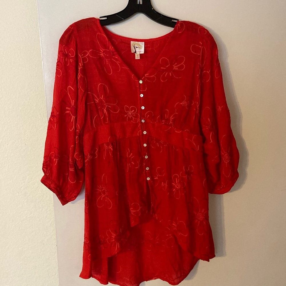 Red floral top